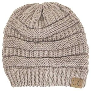 Women's Thick Soft Knit Beanie Cap Hat - Beige